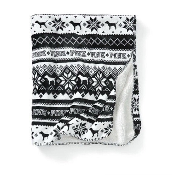 Victoria’s Secret PINK Sherpa Blanket Super Soft Plush Throw 50x60 Cozy Gift - Picture 10 of 10